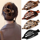 Oeusnael 4 PCS Large Flat Hair Clips for Women Girls, French Concord Lay Down Claw Clips for Thick Thin Hair, Comfortable Curved