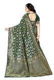 Sugathari Womens Banarasi Saree Pure Kanjivaram Silk Saree Soft New Ladies 2023 Design Wear Pattu Sarees Latest Party Sari Collections With Blouse Piece For Wedding Sadi (Sam Pari-164 Dark Green)