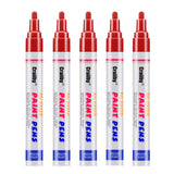 Red Paint Markers, 5 Pack Oil-Based Waterproof Quick Dry Permanent Paint Pen Set for Rocks Painting, Wood, Fabric, Plastic, Canv