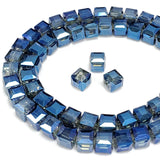 Chengmu 6mm Cube Clear Blue Glass Beads for Jewelry Making 270pcs Faceted Square Crytal Spacer Beads for Bracelet Necklace Earri