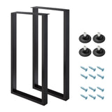 WHUANGKAKA 36 Inch Metal Bar Table Legs for Desk, Dining Table with Adjustable Feet Pads,Home DIY Furniture Legs,Black Set of 2(