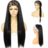 SAPPHIREWIGS Straight Headband Wig Ready to Go Glueless Synthetic Highlight Brown Headband Wigs Long Straight Wig for Black Wome