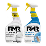 RMR Flawless Finish Bathroom Bundle Tub & Tile Cleaner + Glass & Surface Cleaner Plus Repellent, 2Step System for Shower, Tub