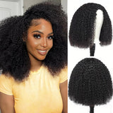 CanaryFly Afro Kinky Curly Half Wigs For Black Women 200% Density 3 In 1 Half Wig Human Hair With Drawstring Afro Curly Glueless