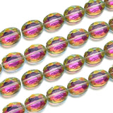 50pcs Czech 16mm (0.63 Inch) Large Faceted Flat Oval Crystal Glass Beads Spacer Green Red Shimmer