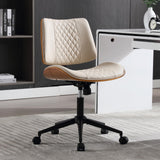 BERYTH Home Office Chair No Arms with Wheels, Adjustable Height Small Desk Chair, PU Leather Mid Back 360 Swivel Computer Chair,