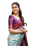 Shiv Textiles Womens Banarasi Silk Saree With Blouse Perfect For Every Occasion Sky Blue