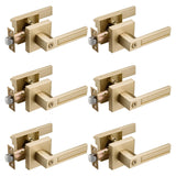 NCSEN 6 Pack Gold Privacy Door Handles, Interior Door Knobs for Bed and Bath, Heavy Duty Door Lever Satin Brass