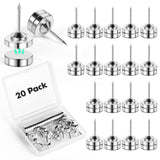 GOOLADA 20 Sets Magnetic Push Pins, Silver Magnetic Tacks, Thumbtacks for Hanging, Poster Hanger, Push Pin Plips, Thumb Tacks fo
