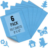 6PCS Sky Blue Felt Fabric Sheets 9 x 12 - 1.6mm Thick Soft Felt for Craft Sewing DIY Patchwork Art Projects Decorations