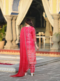 Wedani Soft Chinon Silk Bandhani Print With Sequence Embroidery Lace Border Kurta Pant Set With Dupatta For Women-Red,Red,S,,,