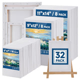Halobios 32 Packs Professional Stretched Canvas for Painting, Blank Canvas Art with 5 * 7in, 9 * 12in, 11 * 14in, Value Pack for