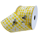 Morex Ribbon Wired Linen Bees & Blossoms Ribbon, 2.5 inch by 10 Yards, Yellow, 7596.60/10-605