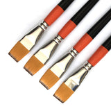 One Inch Flat Bright Paint Brush, Pack of 4, Premium Quality Synthetic Hair for Acrylic Watercolor Oil Gouache Painting by Stude