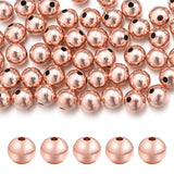 Chuyau 50pcs 6mm Rose Gold Filled Spacer Beads for Jewelry Making Seamless Smooth Metal Brass Beads for DIY Bracelets Necklace E