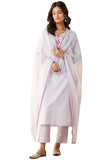 Gosriki Women'S Cotton Blend Embroidered Straight Kurta With Pant & Dupatta (Farigup-Purple-Nw-Gs_L_Purple_Large),Purple,,B0D1Y59RZ4