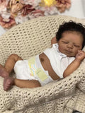 Zero Pam Reborn Baby Dolls Black Boy Sleeping with Curly Hair, 18 Inch African American Soft Vinyl Full Body Silicone Realistic