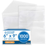 Spartan Industrial - 6X 9(1000 Count) Thick Durable Quart Clear Reclosable Zip Plastic Poly Bags with Resealable Lock Se