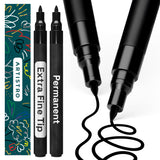 ARTISTRO 2 Black Permanent Marker - Waterproof Markers for Tire, Fabric, Rocks, Glass, Ceramic, Wood, Paper - Oil Based Paint Pe