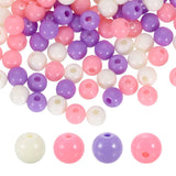HARFINGTON 100pcs Cream Purple Acrylic Round Beads 6mm Dia 1.9mm Hole Plastic Resin Smooth Balls Loose Bead for Jewelry Making B