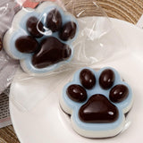 2Pcs Taba Squishy Cat Paw Squeeze Toys, Cute Cat Paw Squishy Toys for Stress Relief, Soft Kitty Squeeze Fidget Toys, Blue Brown
