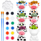 Pasimy 6 Set Ceramics to Paint DIY Ceramic Succulent Planter Pots Paint Your Own Flower Pots Craft Kit Unpainted Bisque Flowerpo