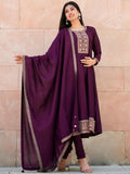Libas Women'S Silk Blend Kurta Sets (33458O_Purple Purple M