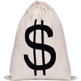 Boao 19.7 x 15.8 Inch Money Bags Prop Money Dollar Sign Drawstring Canvas Bag with Dollar Symbol for Toy Favor Cosplay Themed Pa