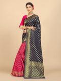 Rangita Women Banarasi Silk Jacquard Saree With Blouse Piece - Navy Blue (Size 5.5 Mtr)