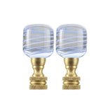 Aspen Creative 24026-32 Clear with Blue Grain Glass Lamp Finial in Nickel Finish, 2 Tall (2 Pack)