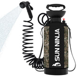 SUN NINJA Portable Shower, 2.1Gal Camping Shower with 7 Mode Shower Head, Neoprene Cover Help Keeps Water Warm, High Pressure Ho