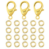 23Pcs 14K Goldplated Lobster Claw Clasps 10mm with Open Jump Rings Jewelry Making Set, 925 Sterling Silver Jewelry Finding Suppl