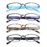 VisionGlobal 4 Pairs Reading Glasses with Spring Hinge, Blue Light Blocking Glasses for Women/Men (4 Color, +3.25 Magnification)