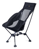iClimb Ultralight Compact Camping Folding Beach Chair with Anti-Sinking Large Feet (Black - Triangular Frame High Back - 2PC)