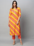 Anni Designer Women'S Cotton Blend Floral Straight Kurta With Pant (Sumali Red-Nw Large),Red,L,,,