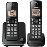 Panasonic Cordless Phone 2 Handsets System Expandable with Amber Backlit Display - KX-TGC352B (Black)