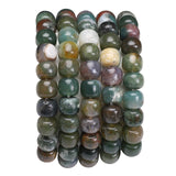 BEADIA Natural Indian Agate Flat Cut Round Drum Stone 8mmx7mm Loose Semi Gemstone Beads for Jewelry Making 38cm