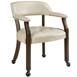 LEEMTORIG Large Dining Chairs with Casters and Arms, Rolling Dining Chairs with Wheels, Solid Wood Office Desk Chairs, 26Dx25.2