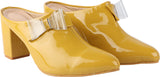 Shoetopia Womens/Girls Yellow Block Mules With Bows-Eu37,Yellow,4,B09GNB2Q9W