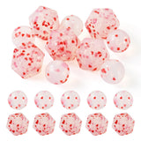 Beadthoven 10Pcs Pink Silicone Focal Beads for Pens, 14mm Heart Printed Round Rubber Spacer Beads Transparent 17mm Hexagon Silic
