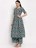 Gosriki Women'S Multi Cotton Anarkali Kurta With Plazzo (Daisy Multi_M) Multicolour,Multicolour,,B08KDXBVVS