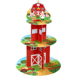 Zopeal Farm Cupcake Stand 3 Tier Farm Theme Animal Cup Cake Holder Stand Cardboard Farmhouse Dessert Tower Round Barnyard Pastry
