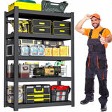 BESFUR 5-Tier Metal Shelving Unit, Adjustable Storage Utility Rack, Heavy Duty Garage Shelves Storage Utility Rack Shelf Unit fo