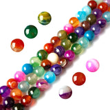 100pcs 8mm Colorful Stripe Agate Beads Natural Gemstone Beads Round Loose Beads for Jewelry and Bracelets Making