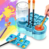 AMIQUS Paint Brush Cleaner with Paint Tray, 3in1 Water Circulation Rinser Paintbrush Cleaner with Drain & Brush Holder, Waterc
