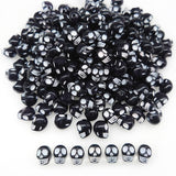 200+ Pcs 13x10mm Halloween Skull Beads for Jewelry Making Bracelets Necklaces Key Chains, Large Black Acrylic Mixed Skeleton (Wh