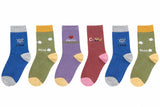 Ally Vinny Kids Cotton Crew Socks Pack Of 6 | Bear, Love & Hello Print | Soft, Breathable & Stretchable Unisex Socks For Boys