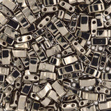 Miyuki Half Tila 2 Hole Rectangle Beads 5x2.3mm Nickel Plated 7.8 Grams