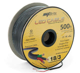 500 ft. 18AWG Low Voltage LED Cable 3 Conductor Black Sleeve inWall Speaker Wire UL Class 2 Certified