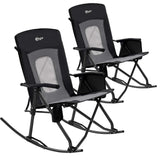 Portal Oversized Folding Rocking Camping Chair Portable Outdoor Rocker with High Back Hard Armrests Carry Bag, Supports 400 LBs,
